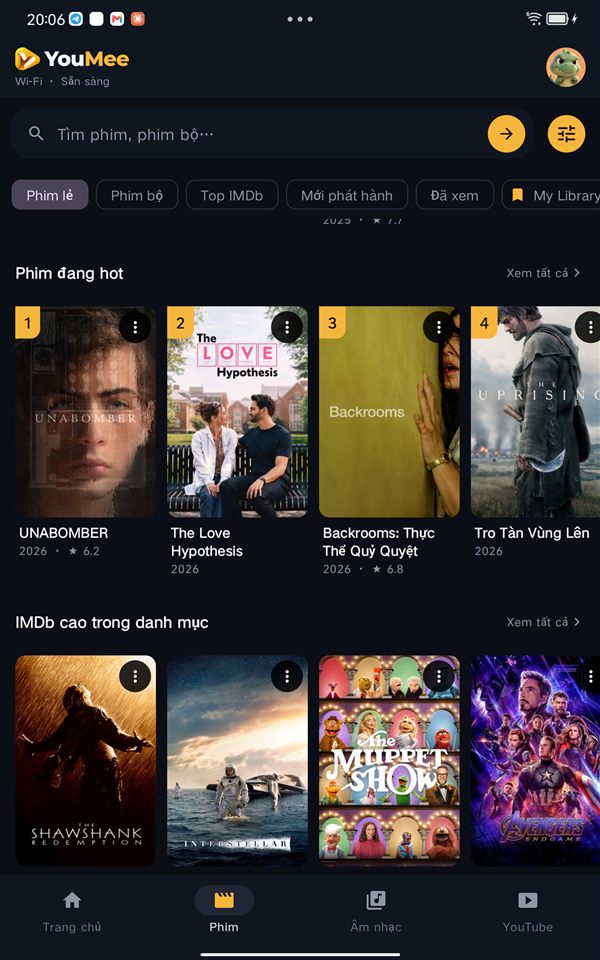Tab Phim trên Android
