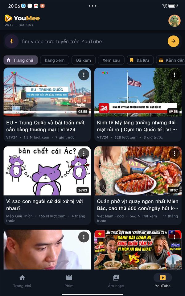 Tab YouTube trên Android